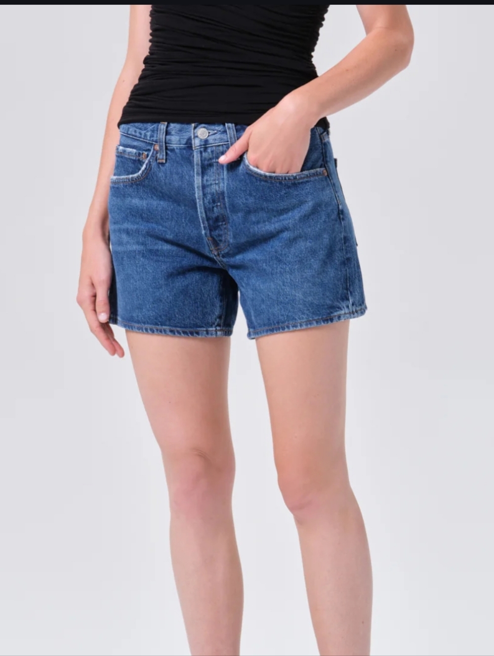 Agolde Women's Mid-Blue High-Rise Denim Shorts